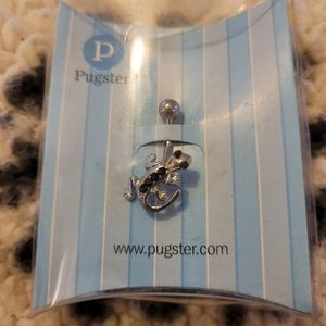Pugster gecko black crystal belly button ring